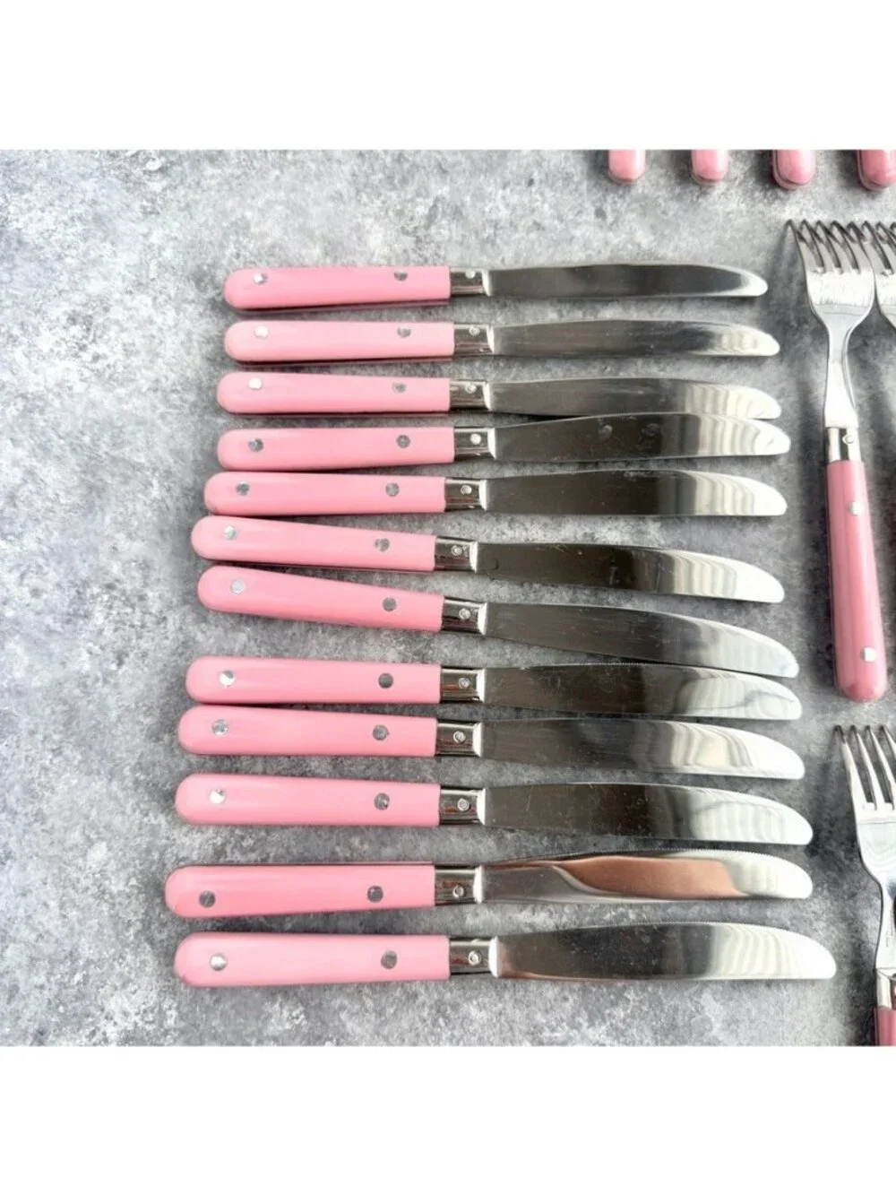 Carnival Stainless Flatware Korea Pink Handle Service For 12 Set Of 60 Pieces